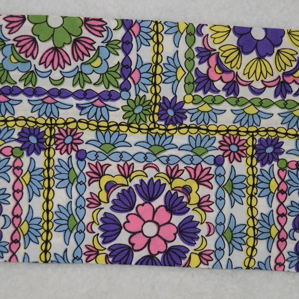 Vintage Retro Floral twilly scarf, bold pattern skinny scarf